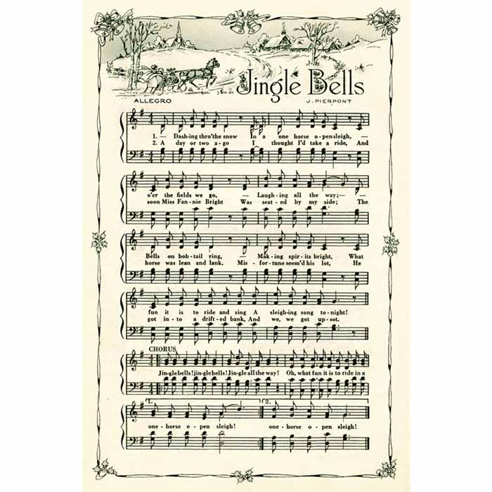Vintage joulukortti Jingle Bells